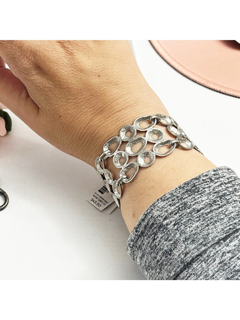 NEW Chico's Silver Inverted Disc Magnetic Cuff Bracelet
